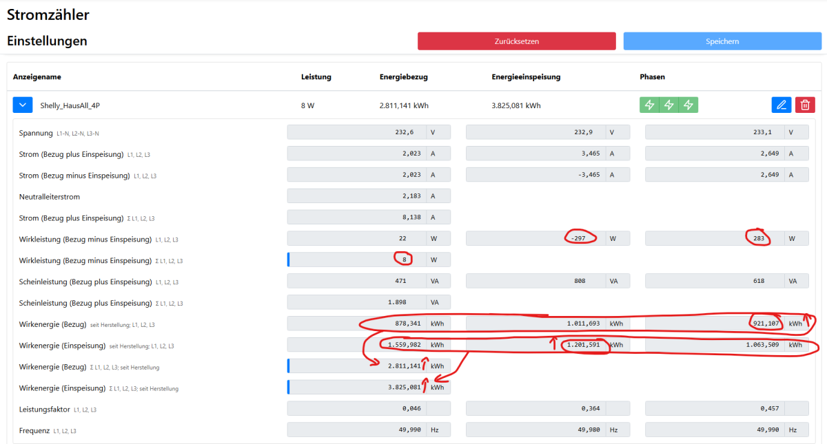 WARP Energy Manager 2.0 mit Shelly Pro 3EM bei Belastung mit gleichzeitigem Bezug und Einspeisung nicht mehr saldierend?